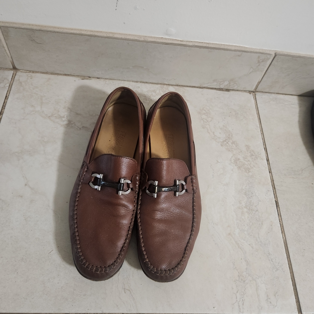 Salvatore Ferragamo Brown Leather Slip-On Loafers